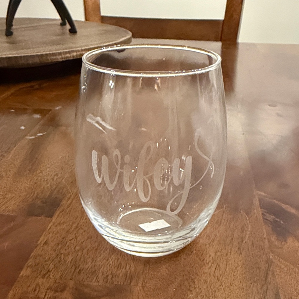 Clear Glass 'Wifey' Stemless Wine Glass